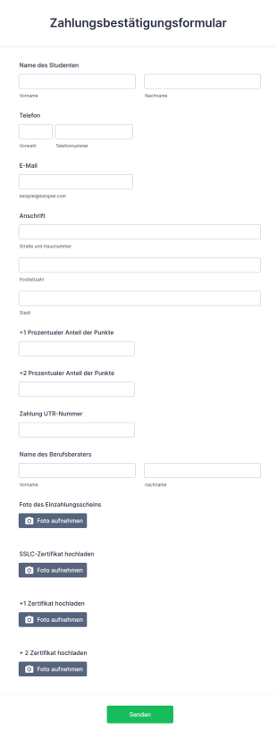 Zahlungsbestätigungsformular