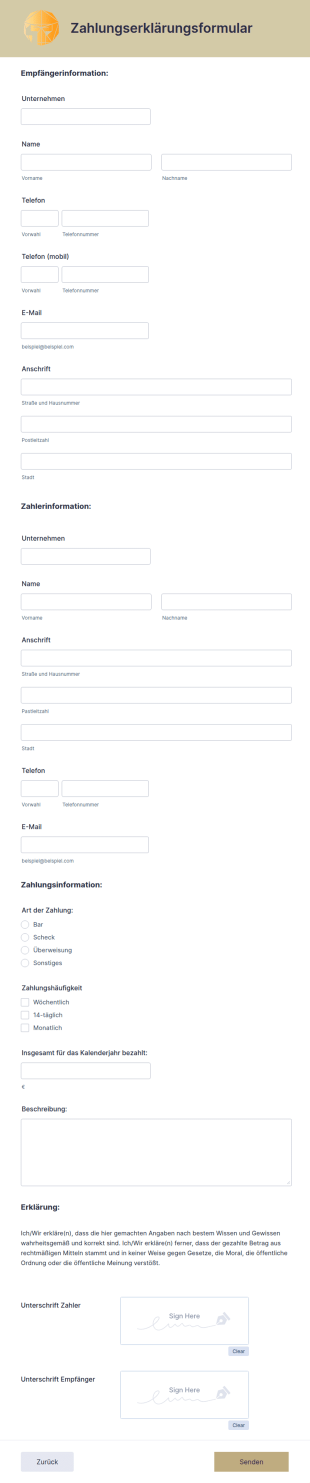 Zahlungserklärungsformular
