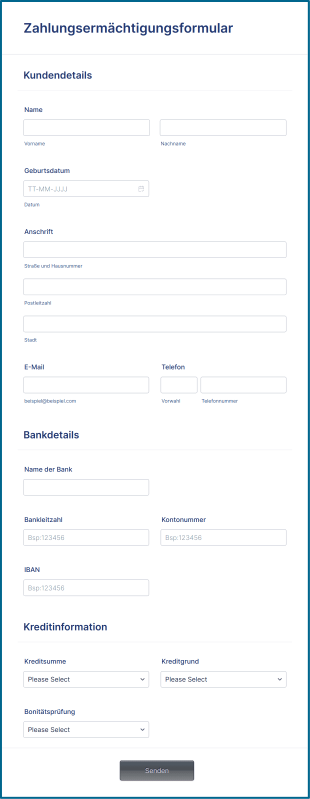 Zahlungsermächtigungsformular