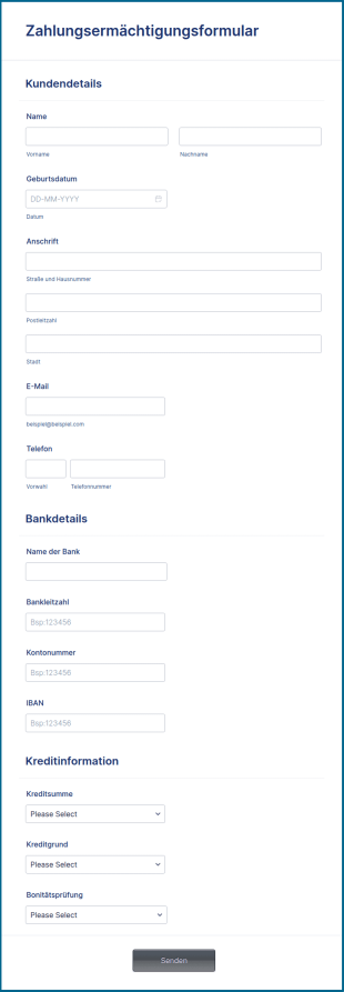 Zahlungsermächtigungsformular