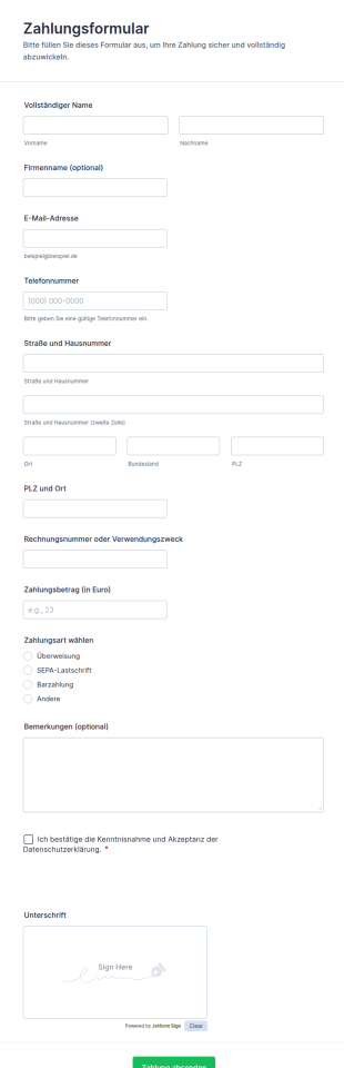 Zahlungsformular