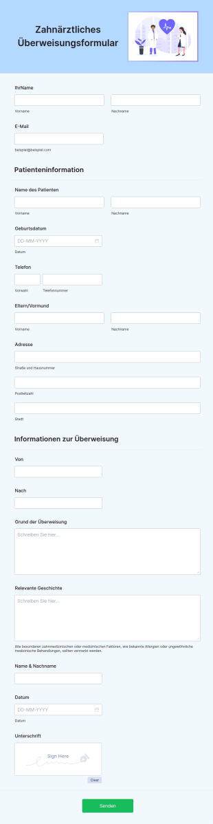 Zahnärztliches Überweisungsformular