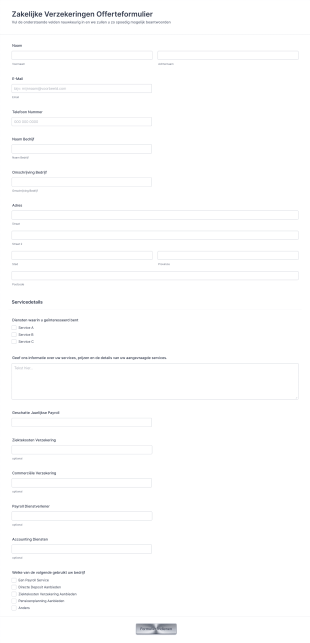 Zakelijke Verzekeringen Offerteformulier Form Template