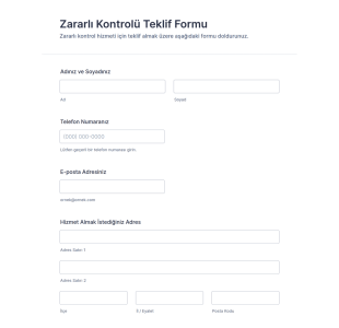Zararlı Kontrolü Teklif Form Şablonu