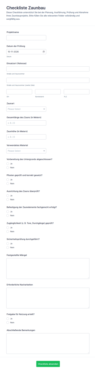 Zaunbau Checkliste
