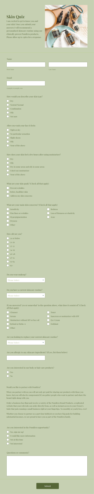 POM SQ Temp Form Template