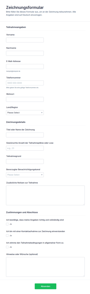 Zeichnungseinreichung Formular