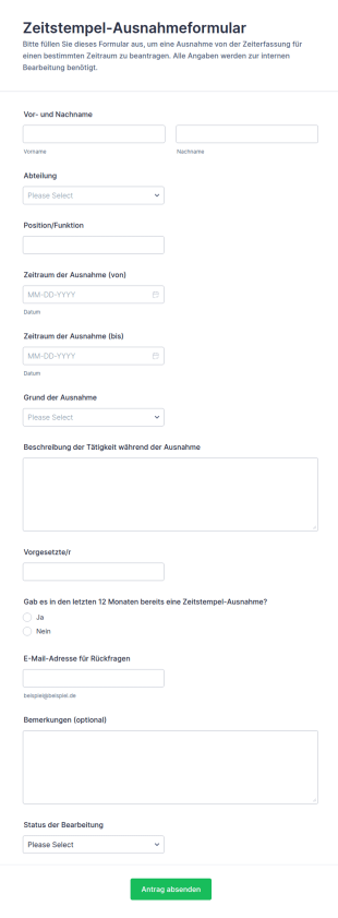 Zeiterfassungsabweichungsformular