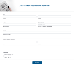 Zeitschriften Abonnement Formular Form Template