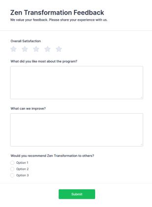 Zen Transformation Feedback Form Template