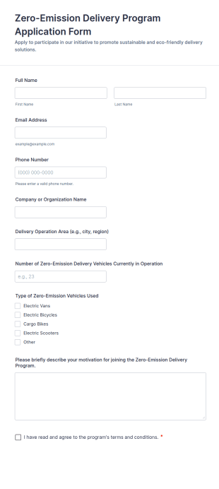 Zero Emission Delivery Program Application Form Template