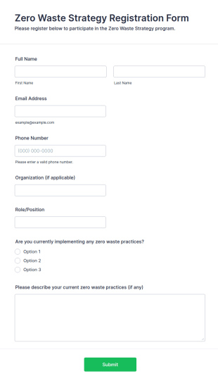 Zero Waste Strategy Registration Form Template