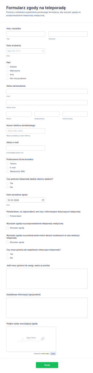 Zgoda Na Teleporadę Waiver