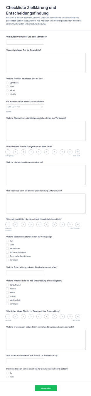 Zielsetzungs Entscheidungsbaum