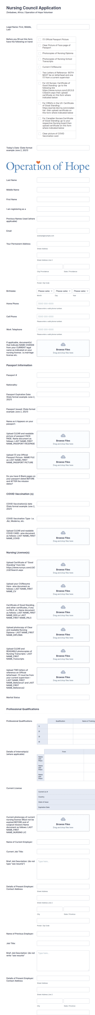 Zimbabwe Nursing Application Form Template