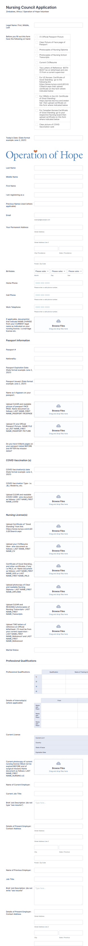 Zimbabwe Nursing Application Form Template