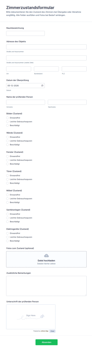 Zimmerzustandsformular