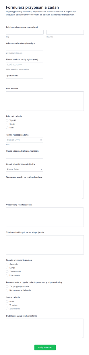 Zlecenie Zadań Form