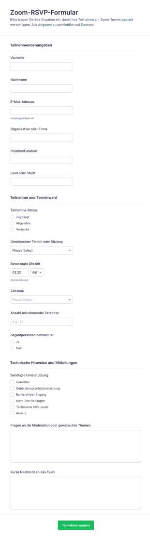 Zoom Einladung Zur Teilnahme Form