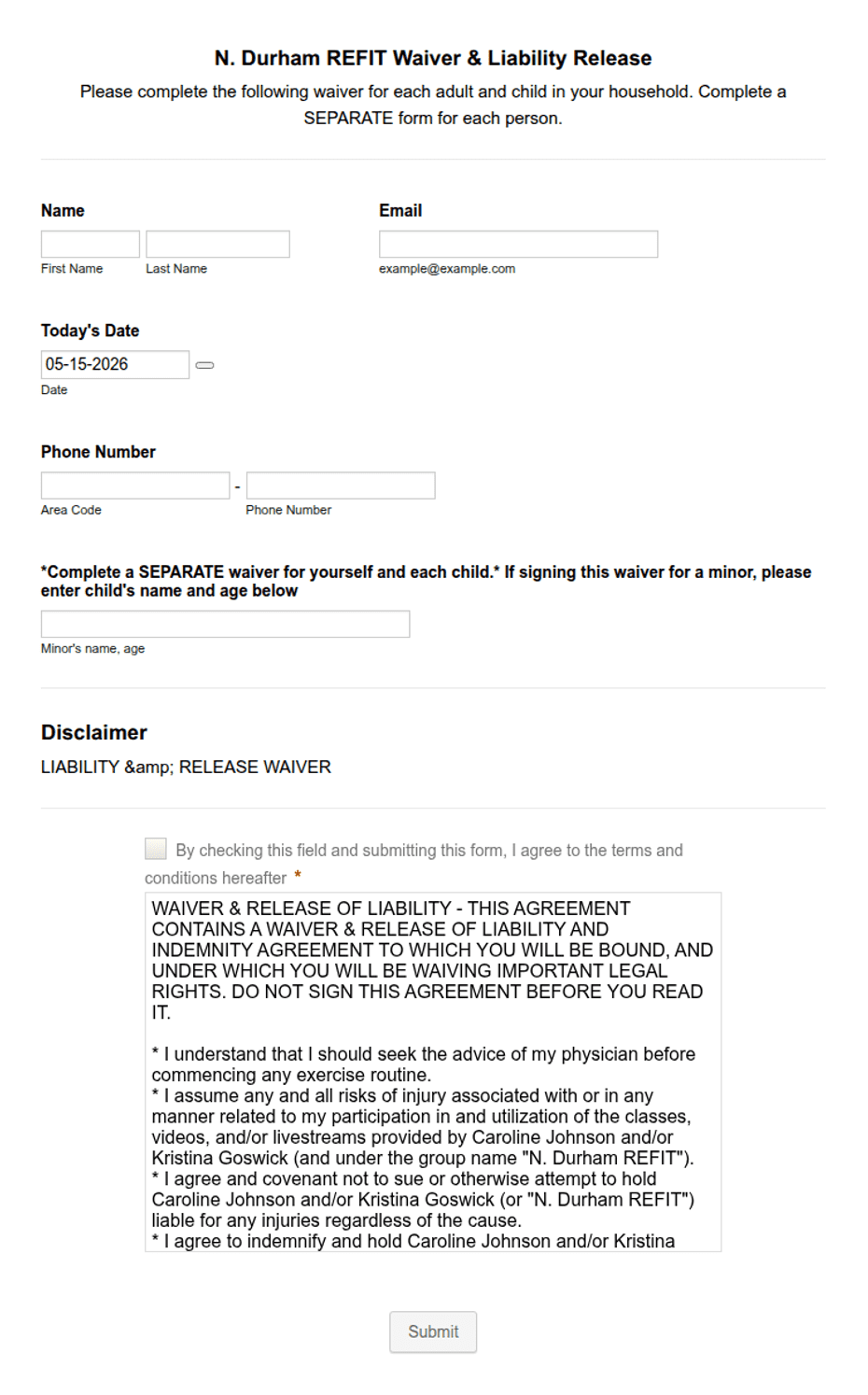 ZOOM Liability Waiver Form Template | Jotform