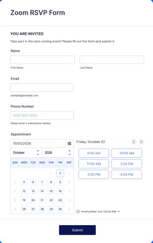 Zoom RSVP Form Template