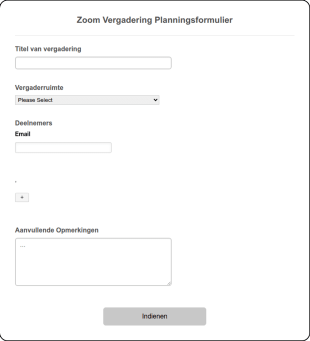 Zoom Vergadering Planningsformulier