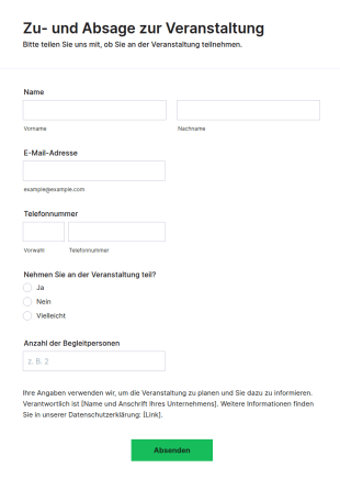 Zu Und Absage Zur Veranstaltung