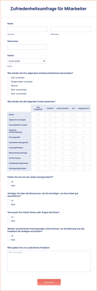 Zufriedenheitsumfrage Für Mitarbeiter