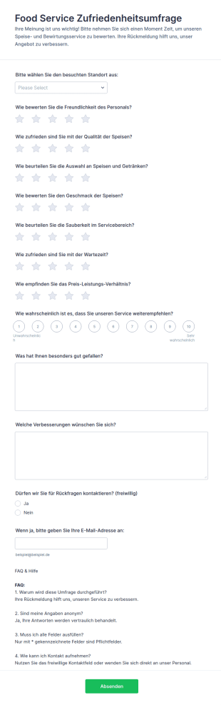 Zufriedenheitsumfrage Im Gastronomiebereich