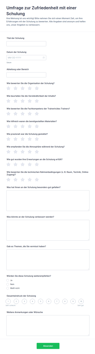 Zufriedenheitsumfrage Zur Weiterbildung