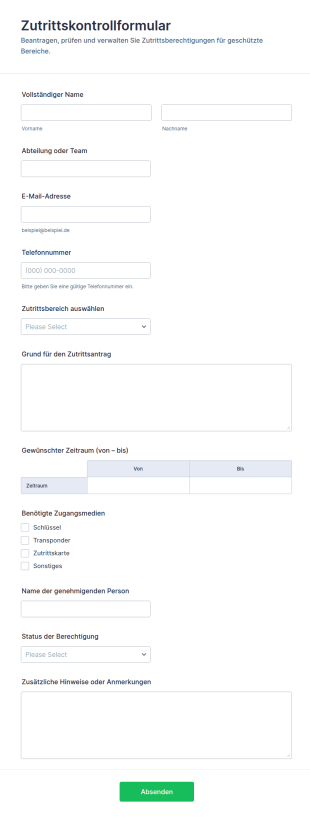 Zugriffssteuerung Formular