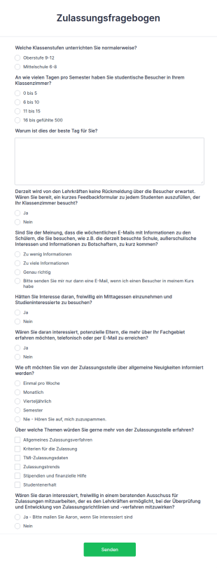 Zulassungsfragebogen