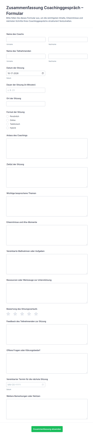 Zusammenfassung Des Coaching Termins
