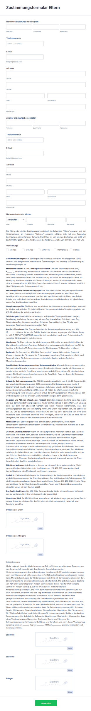 Zustimmungsformular Eltern