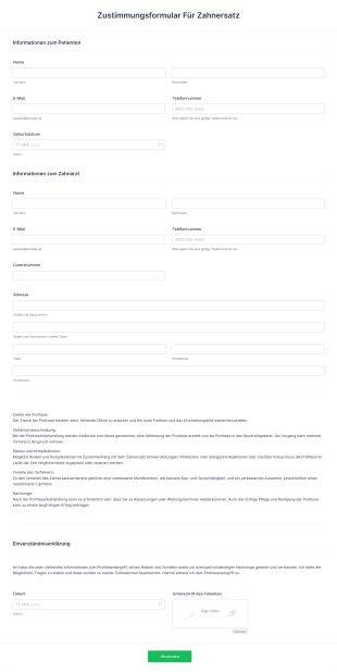 Zustimmungsformular Für Zahnersatz