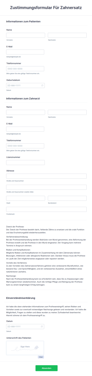 Zustimmungsformular Für Zahnersatz