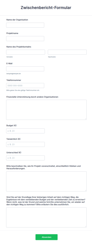Zwischenbericht Formular