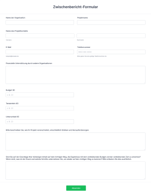 Zwischenbericht Formular Form Template