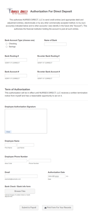 Zz Direct Deposit Form (pvtND)