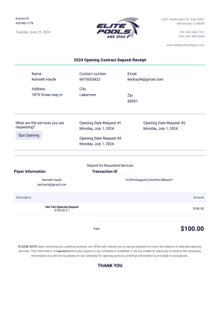 Deposit Receipt PDF Template