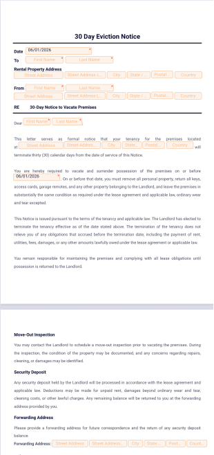 30 Day Eviction Notice Template - PDF Templates