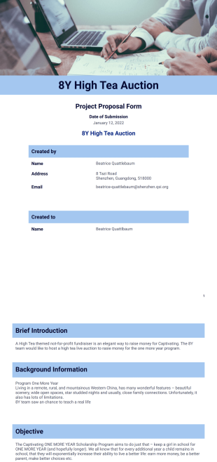 8Y High Tea Auction - PDF Templates