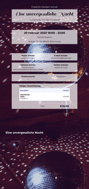 Abschlussball Ticket Vorlage - PDF-Vorlagen