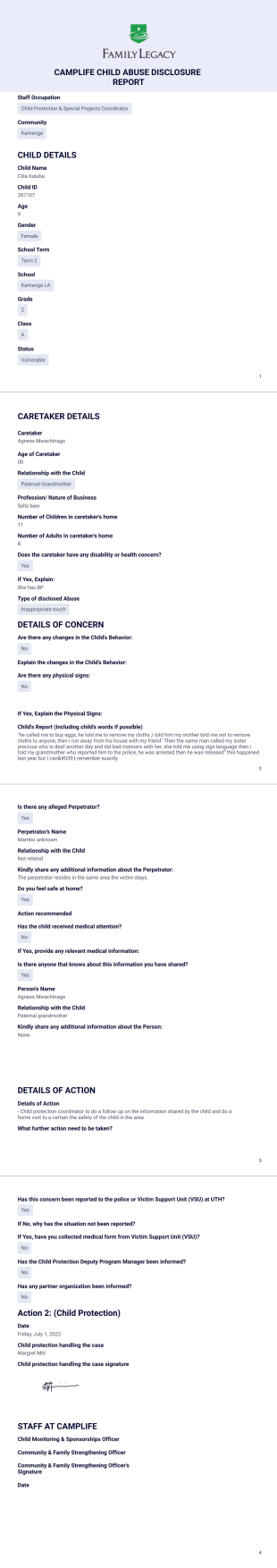 Abuse Disclosure Form - Camplife - PDF Templates