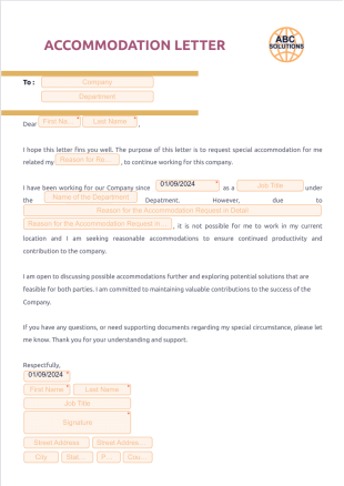 Accommodation Letter PDF Template