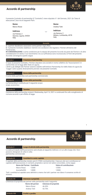 Accordo di partnership - PDF Templates