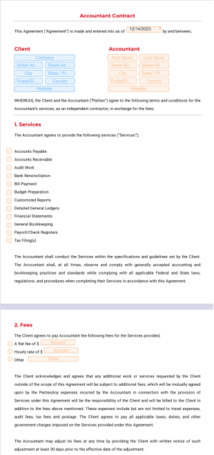 Accounting Contract PDF Template