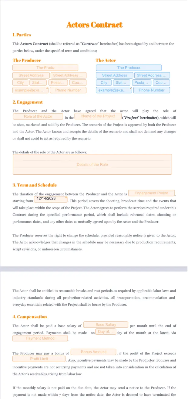Actors Contract Template PDF Templates Jotform Actors Contract Template PDF Templates Jotform