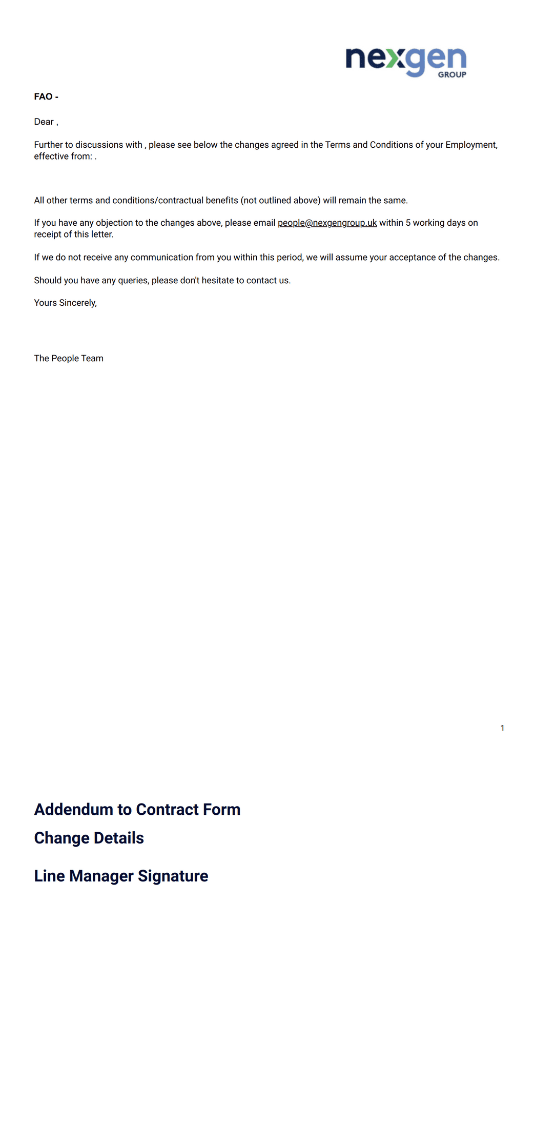 Hourly Addendum addendum to contract PDF Template | Jotform