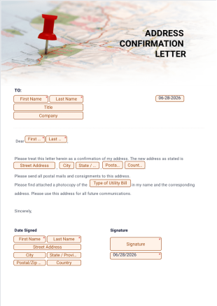 Address Confirmation Letter PDF Template